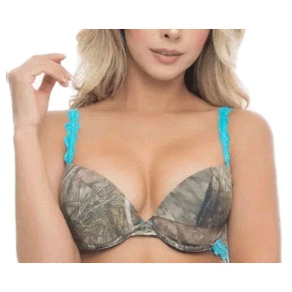 Wilderness Dreams Stylish Comfort Mossy Oak Camo Lace Padded T‎ Shirt Bra 38DD
